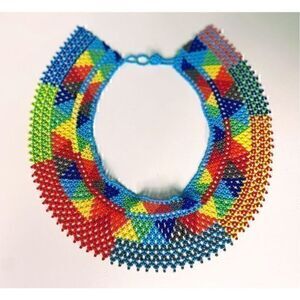 New Beautiful Handmade Colorful Beaded Mexican Collar Necklace